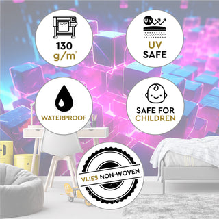 Fototapetai, Neoniniai kubai 3DTapetai Gera namie - Geranamie.lt