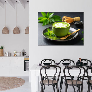 Paveikslas ant drobės, Matcha aromatas Paveikslas ant drobės, Matcha tea latte Paveikslai ant drobės Gera namie - Geranamie.lt