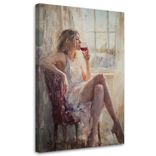 Paveikslas ant drobės, Susimąsčiusi moteris ir vyno taurė Paveikslai ant drobės Gera namie - Geranamie.lt