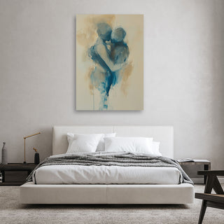 Paveikslas ant drobės, Poros bučinys mėlyna abstrakcijaPaveikslai ant drobės Gera namie - Geranamie.lt