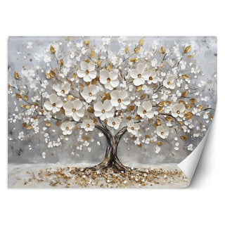 Wallpaper, Tree of Life White Flower Leafs Gilt