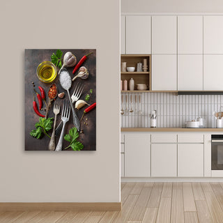 Paveikslas ant drobės, Čili ir česnakai Paveikslas ant drobės, Spices Pepper Eating Kitchen Paveikslai ant drobės Gera namie - Geranamie.lt