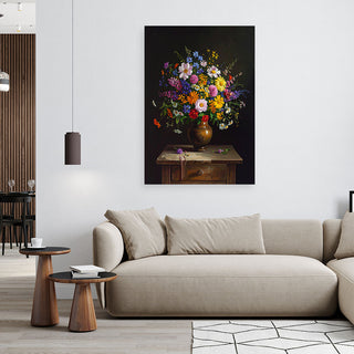 Paveikslas ant drobės, Vasaros žiedai Canvas wall art, Colourful bouquet of flowers in a vase Paveikslai ant drobės Gera namie - Geranamie.lt