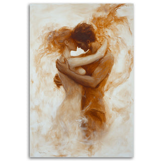 Paveikslas ant drobės, Poros bučinys ochros abstrakcijaPaveikslai ant drobės Gera namie - Geranamie.lt