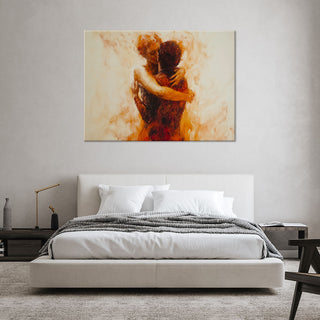 Paveikslas ant drobės, Poros bučinys ochros abstrakcijaPaveikslai ant drobės Gera namie - Geranamie.lt