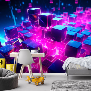 Fototapetai, Neoniniai kubai 3DTapetai Gera namie - Geranamie.lt