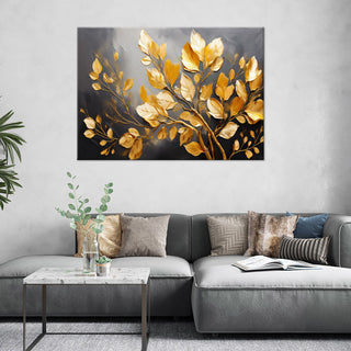 Paveikslas ant drobės, Aukso lapai tamsiame fone Paveikslai ant drobės Gera namie - Geranamie.lt
