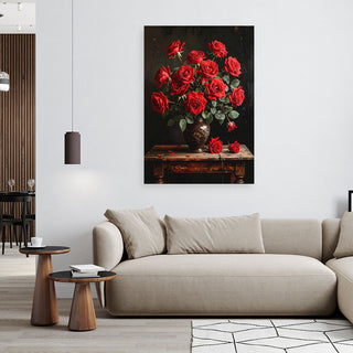 Paveikslas ant drobės, raudonos rožės Canvas print, Red roses in a vase Paveikslai ant drobės Gera namie - Geranamie.lt