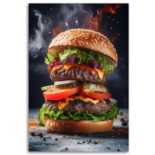 Paveikslas ant drobės, Didysis burgeris Paveikslas ant drobės, Burger Eating Restaurant Paveikslai ant drobės Gera namie - Geranamie.lt