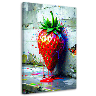 Paveikslas ant drobės, Neoninė braškė Paveikslas ant drobės, 3D Strawberry Abstraction Paveikslai ant drobės Gera namie - Geranamie.lt