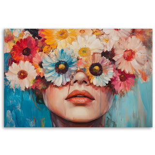 Paveikslas ant drobės, Moteris spalvingose gėlėse Paveikslai ant drobės Gera namie - Geranamie.lt