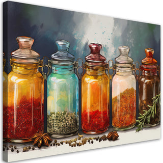 Paveikslas ant drobės, Prieskoniai virtuvėje Paveikslas ant drobės, Spices and Herbs in Bottles Paveikslai ant drobės Gera namie - Geranamie.lt