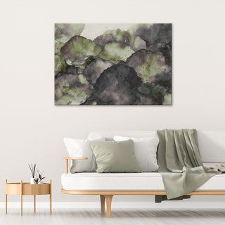 Painting on canvas, Green lotus leaves in the mist