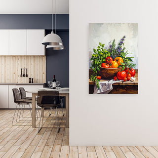 Paveikslas ant drobės, Pomidorai ir žolelės Paveikslas ant drobės, Still life tomatoes and herbs Paveikslai ant drobės Gera namie - Geranamie.lt
