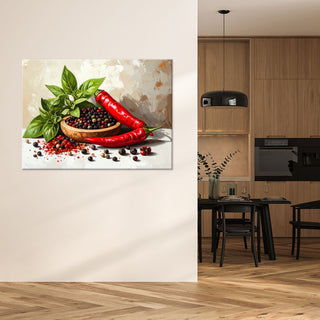 Paveikslas ant drobės, čili ir pipirai Paveikslas ant drobės, Chilli peppers spices herbs Paveikslai ant drobės Gera namie - Geranamie.lt