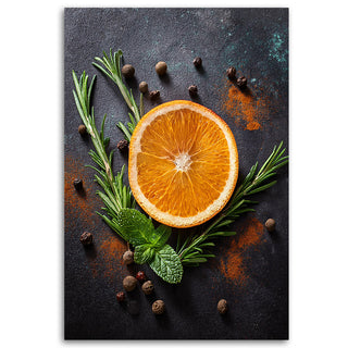 Paveikslas ant drobės, Apelsinas su rozmarinas Paveikslas ant drobės, Orange Fruit Kitchen Bar Paveikslai ant drobės Gera namie - Geranamie.lt