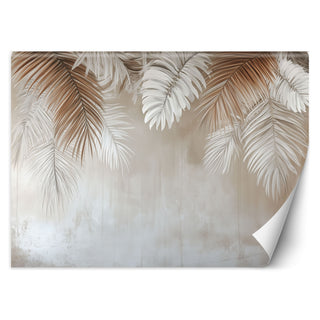 Wallpaper, Dangling palm leaves on a beige background