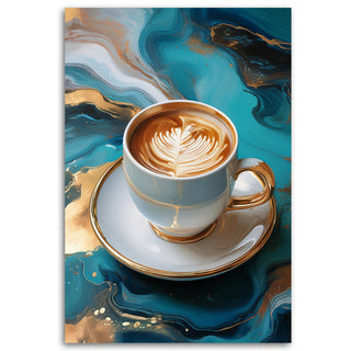 Paveikslas ant drobės, Kavos pertrauka Paveikslas ant drobės, Cup of Coffee Turquoise Marble Paveikslai ant drobės Gera namie - Geranamie.lt