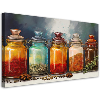 Paveikslas ant drobės, Prieskonių indeliai Paveikslas ant drobės, Spices and Herbs in Bottles Paveikslai ant drobės Gera namie - Geranamie.lt