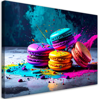 Paveikslas ant drobės, Neoniniai macarons Paveikslas ant drobės, Colourful Cookies Macaroons Abstract Paveikslai ant drobės Gera namie - Geranamie.lt