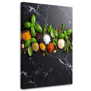 Paveikslas ant drobės, Virtuvės prieskoniai Paveikslas ant drobės, Spices and herbs on a marble background Paveikslai ant drobės Gera namie - Geranamie.lt