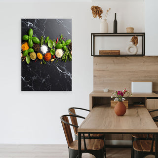 Paveikslas ant drobės, Virtuvės prieskoniai Paveikslas ant drobės, Spices and herbs on a marble background Paveikslai ant drobės Gera namie - Geranamie.lt