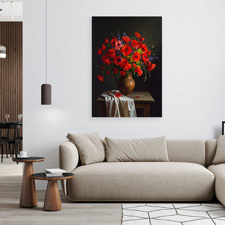 Paveikslas ant drobės, Ryškios aguonos Canvas wall art, Red poppies bouquet of flowers in a vase Paveikslai ant drobės Gera namie - Geranamie.lt