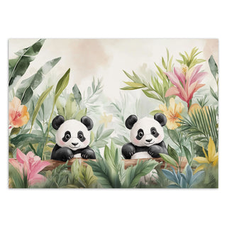 Wallpaper, Cheerful pandas in the tropics