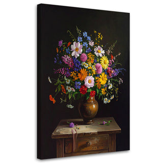 Paveikslas ant drobės, Vasaros žiedai Canvas wall art, Colourful bouquet of flowers in a vase Paveikslai ant drobės Gera namie - Geranamie.lt