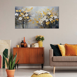 Paveikslas ant drobės, Balti ir aukso žiedai medyje Paveikslai ant drobės Gera namie - Geranamie.lt