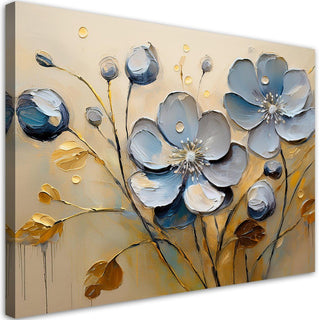 Paveikslas ant drobės, Melsvos gėlės aukse GERA NAMIE