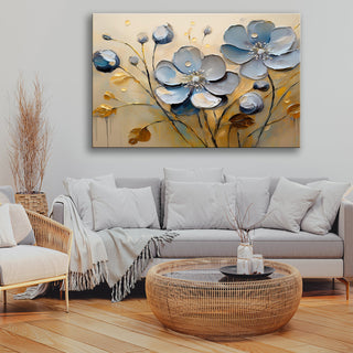 Paveikslas ant drobės, Melsvos gėlės aukse GERA NAMIE