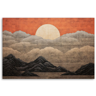 Painting on canvas, Mountain landscape and sunset