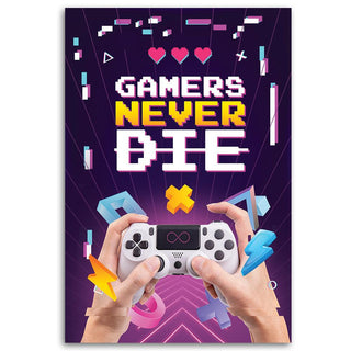 Paveikslas ant drobės, Užrašas GAMERS NEVER DIE Paveikslai ant drobės Gera namie - Geranamie.lt