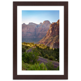 Print in a dark brown frame, Road in the mountains