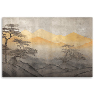 Painting on canvas, Japanese mountain landscape