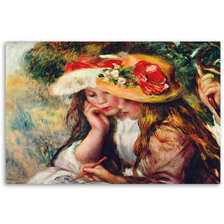 Painting on canvas, Pierre Auguste Renoir, Two girls drawing